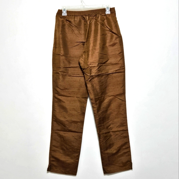 Spiegel Vintage Womens NWOT 100% Silk Pants Pull On Stretch Bronze Boho Brown M - Picture 7 of 12